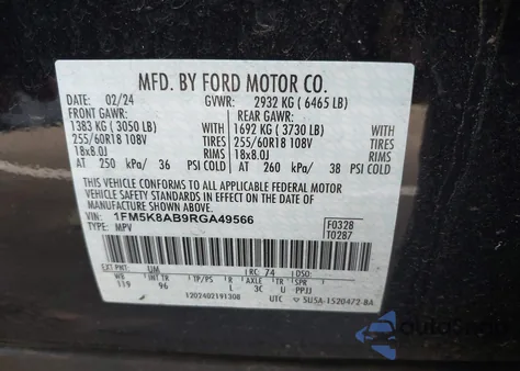 2024 Ford Police Interceptor from USA, damaged, VIN 1FM5K8AB9RGA49566